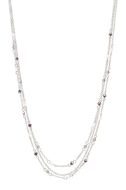 Black & White Austrian Crystal Multi Strand Necklace - SF