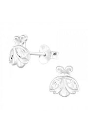 Sterling Silver Ladybug Ear Studs With Cubic Zirconia - SS