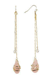 Rose Crystal Drop Earrings In Gold - GF