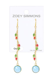 Sky Blue Crystal & Austrian Crystal Drop Earrings - GF