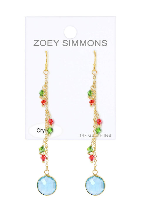 Sky Blue Crystal & Austrian Crystal Drop Earrings - GF