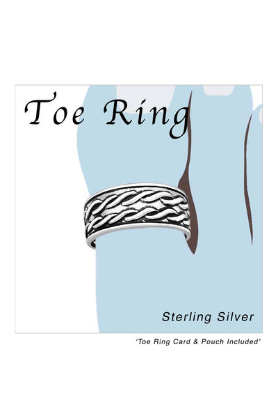 Sterling Silver Rope Adjustable Toe Ring - SS