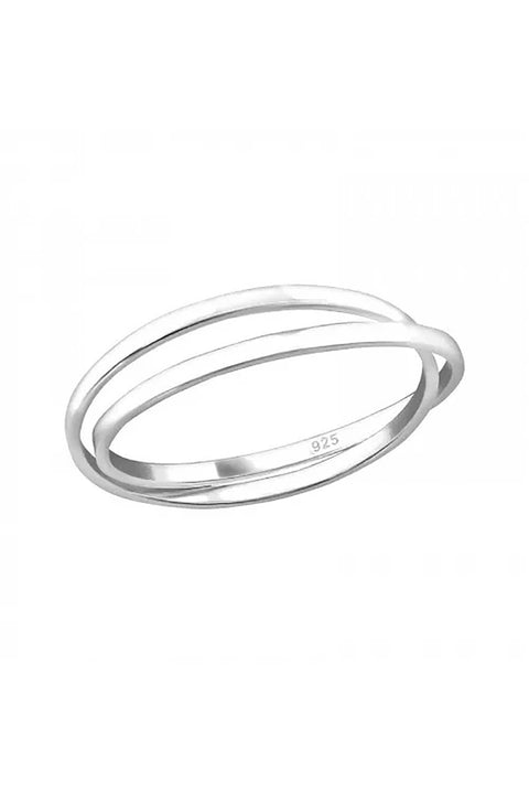 Sterling Silver Double Interlocking Bands Ring - SS