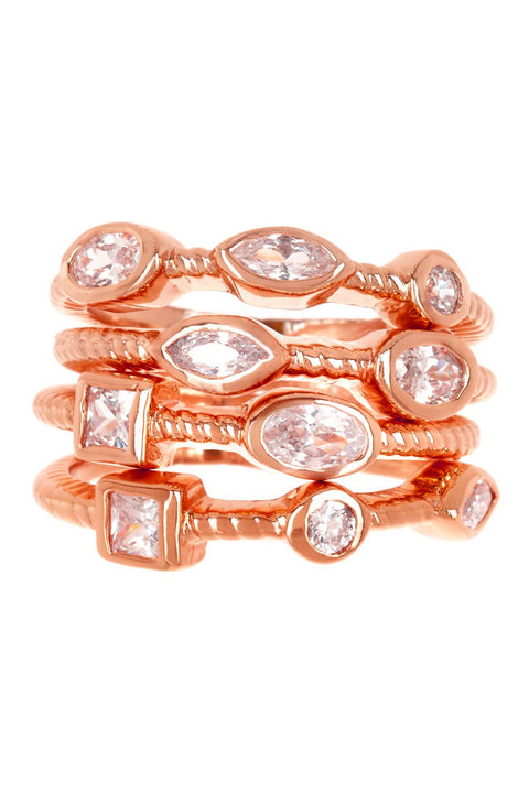 4 PC White CZ Stack Ring Set - SF