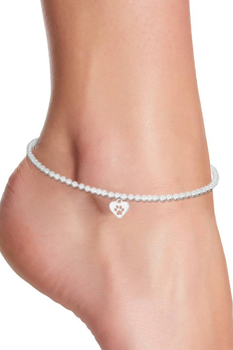 Doggie Paw Charm Beaded Anklet - SF