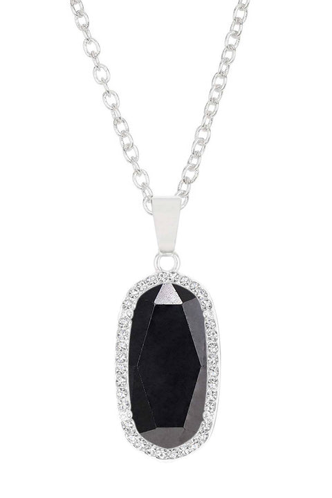 Hematite Halo Pendant Necklace - SF