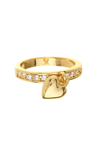 Heart Moveable Charm & CZ Ring - GF