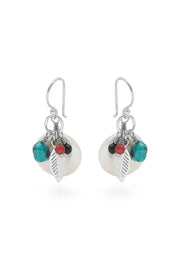 Sterling Silver Pearl & Turquoise Charms Earrings - SS