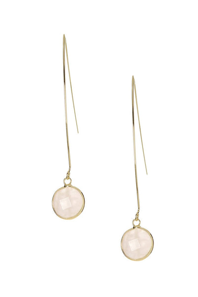 Rose Quartz Hoop Earrings In Gold - GF