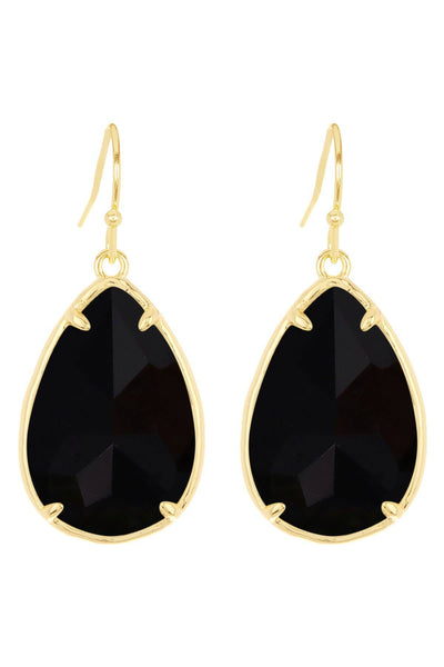 Black Onyx Pear Cut Earrings - GF