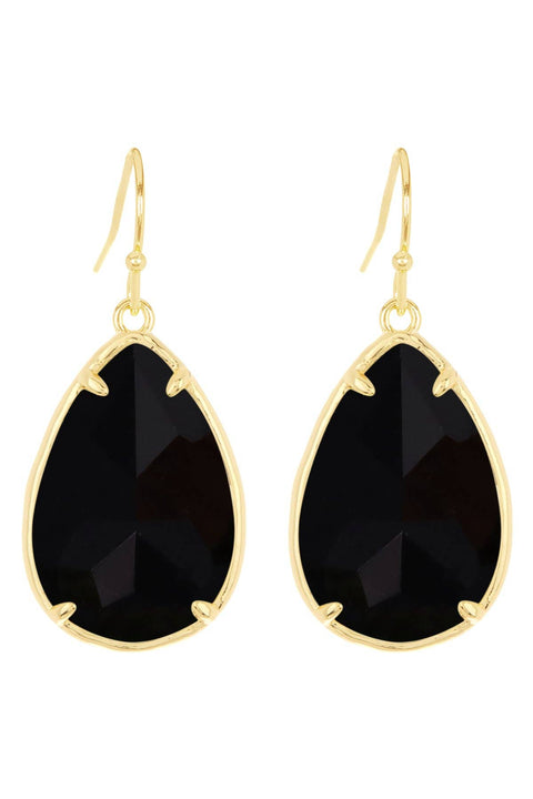 Black Onyx Pear Cut Earrings - GF