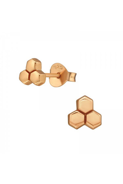 Sterling Silver Honeycomb Ear Studs - RG