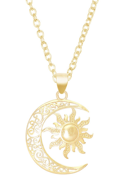 Sun & Moon Drop Pendant Necklace - GF