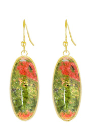 Unakite Oval Drop Earrings - GF