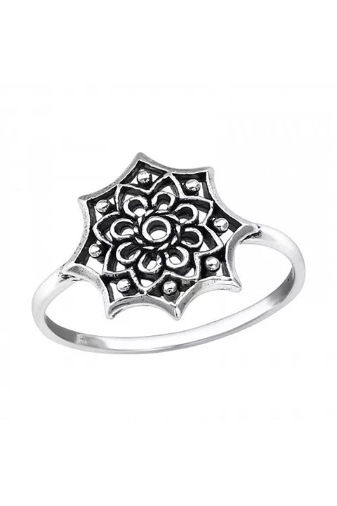 Sterling Silver Opens Scroll Flower Ring - SS