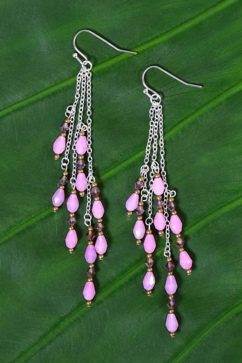 Lavender Crystal Waterfall Earrings - SF