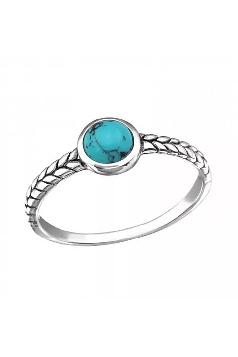 Sterling Silver With Turquoise Solitaire Ring - SS