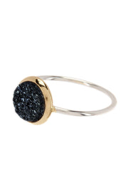 Black Druzy Quartz 2-Tone Ring - SF