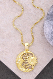 14k Gold Plated Sun & Moon Pendant Necklace - GF