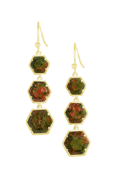 Unakite Drop Earrings - GF