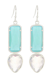 Amazonite & Moonstone Crystal Hanging Post Earrings - SF