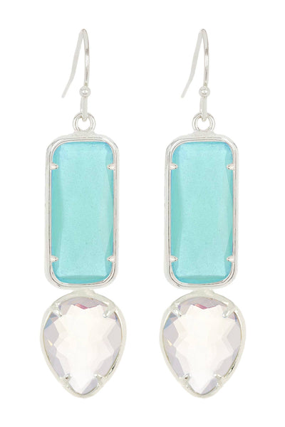 Amazonite & Moonstone Crystal Hanging Post Earrings - SF