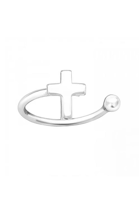 Sterling Silver Cross Ear Cuff - SS