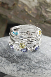 Cubic Zirconia Stack Ring Set - SF