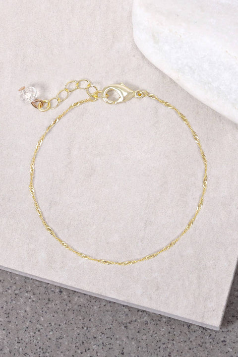 14k Gold Plated 1.5mm Singapore Chain Bracelet - GP