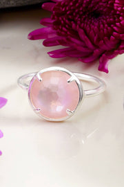 Pink Mother Of Pearl Round Ring - SF