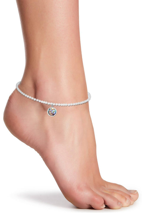 Abalone Beaded Round Charm Anklet - SF