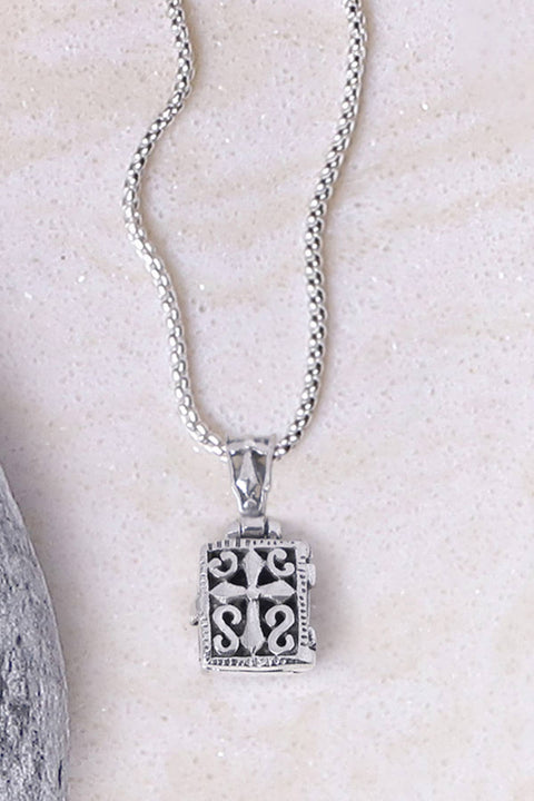 Sterling Silver Payer Book Locket Pendant Necklace - SS