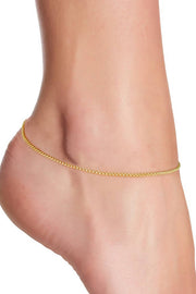 14k Gold Plated 1mm Round Box Chain Anklet - GP