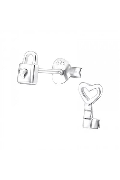 Sterling Silver Key Ear Studs - SS