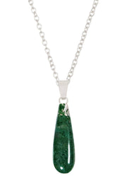 Moss Agate Teardrop Pendant Necklace - SF