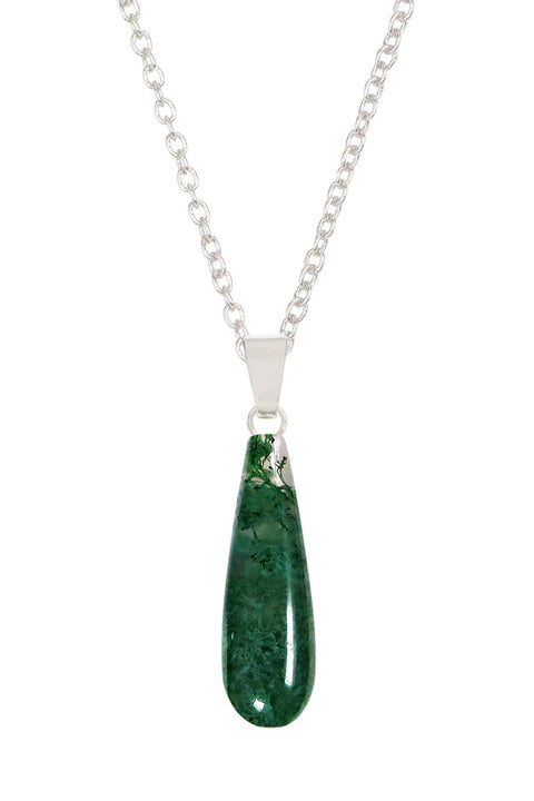 Moss Agate Teardrop Pendant Necklace - SF