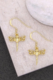 14k Gold Plated Dragonfly Drop Earrings - GF