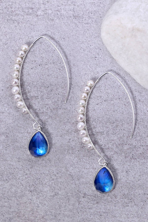 Labradorite Doublet & Sterling Silver Threader Earrings - SS