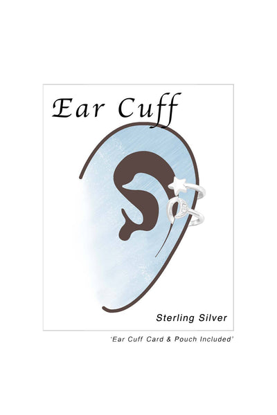 Sterling Silver Moon and Star Ear Cuff With CZ - SS