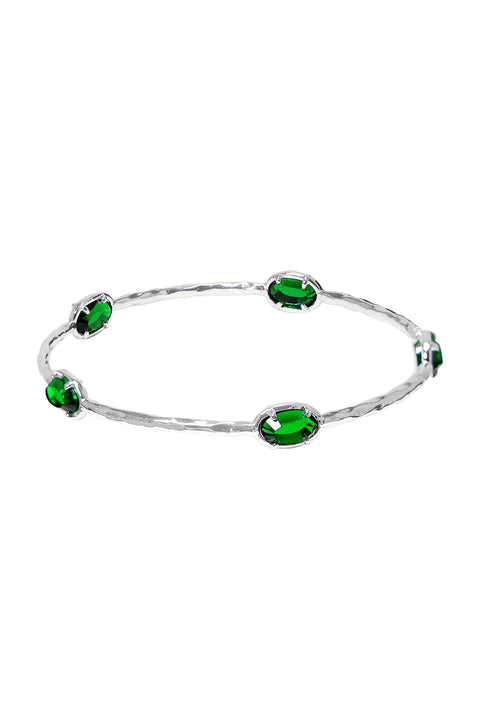 Emerald Crystal Bangle Station Bracelet - SF