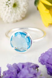 Sky Blue Crystal Lollipop Ring - SF