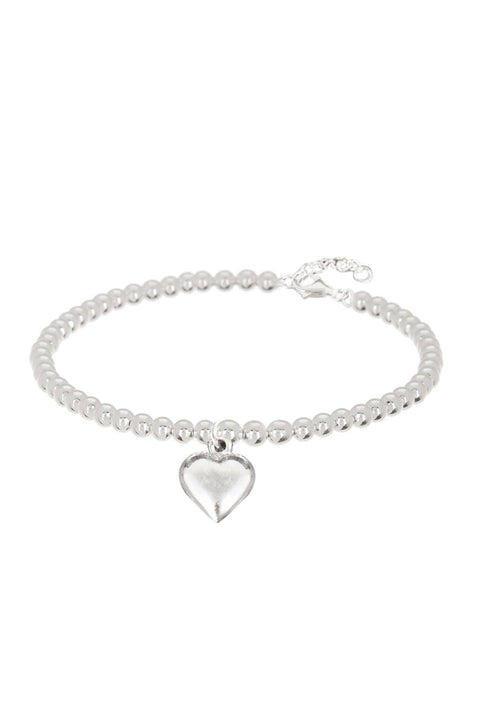 Beaded Heart Charm Bracelet - SF