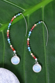 Moonstone Crystal With Austrian Crystal Dangle Earrings - SF