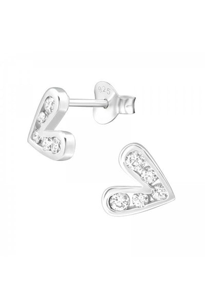 Sterling Silver Arrowhead Ear Studs With Cubic Zirconia - SS