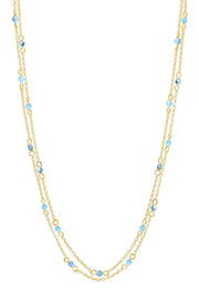 Blue Austrian Crystal Two Strand Necklace - GF