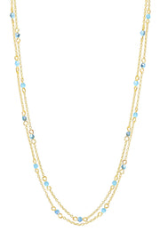Blue Austrian Crystal Two Strand Necklace - GF