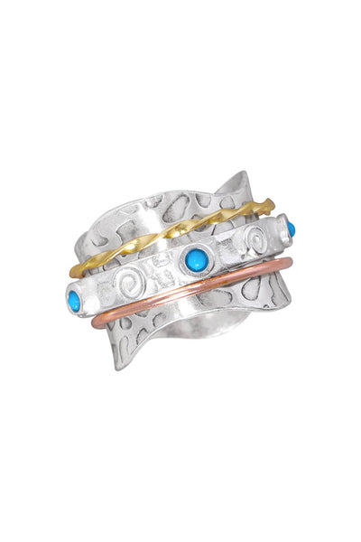 Stabilized Turquoise Bali Style Spinner Ring - SF