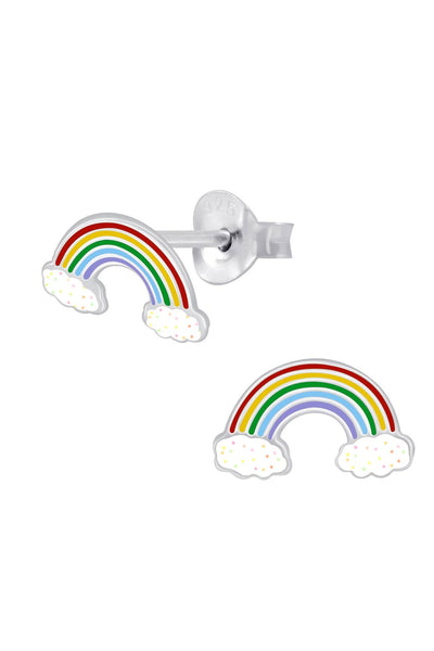 Sterling Silver Rainbow Ear Studs with Epoxy - SS