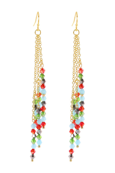 Mixed Austrian Crystal Christmas Waterfall Earrings - GF