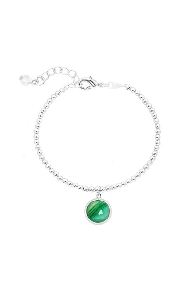 Green Lace Agate Beaded Charm Bracelet - SF